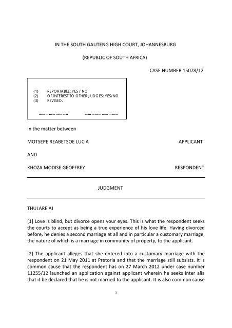 Motsepe v Khoza customary marriage and child[3]