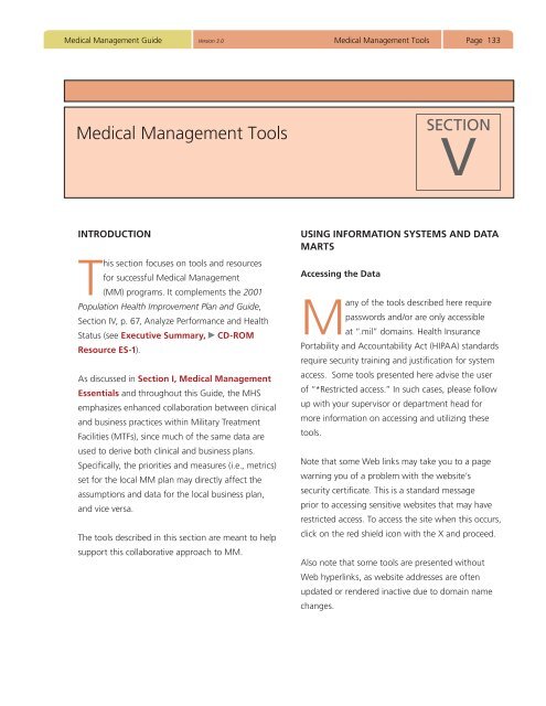 Medical Management Guide, 2009, Version 3.0 - Tricare