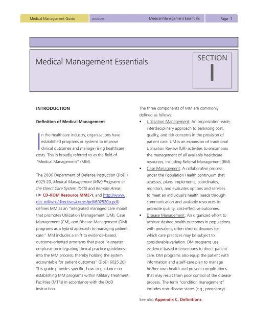 Medical Management Guide, 2009, Version 3.0 - Tricare