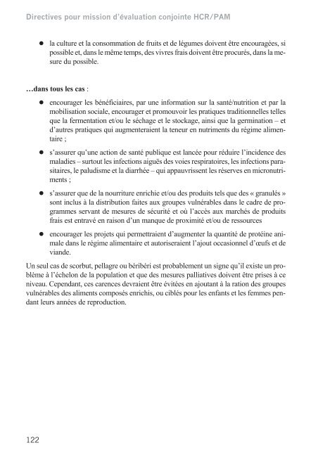 Directives pour mission d'Ã©valuation conjointe HCR/PAM