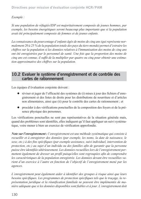 Directives pour mission d'Ã©valuation conjointe HCR/PAM