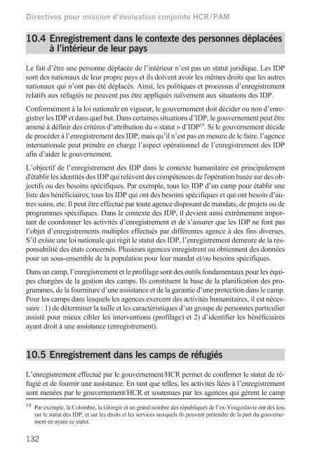 Directives pour mission d'Ã©valuation conjointe HCR/PAM