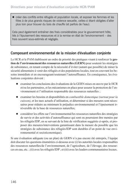 Directives pour mission d'Ã©valuation conjointe HCR/PAM