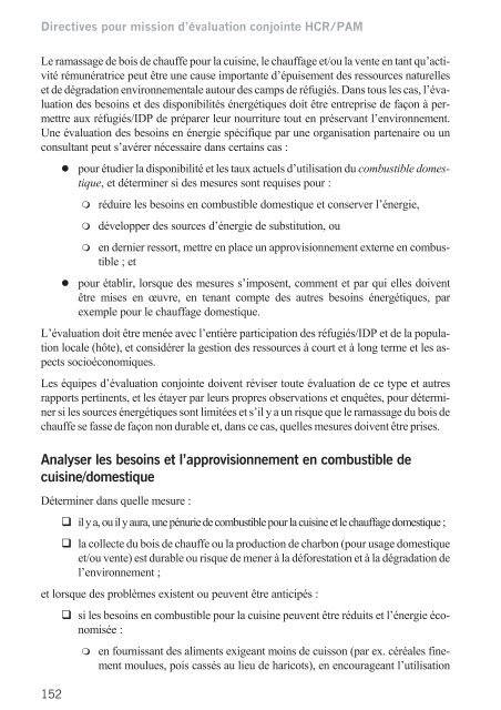 Directives pour mission d'Ã©valuation conjointe HCR/PAM