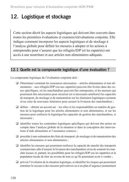 Directives pour mission d'Ã©valuation conjointe HCR/PAM