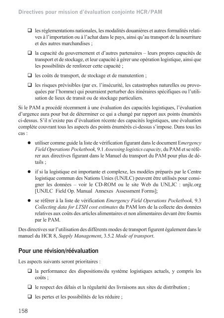 Directives pour mission d'Ã©valuation conjointe HCR/PAM