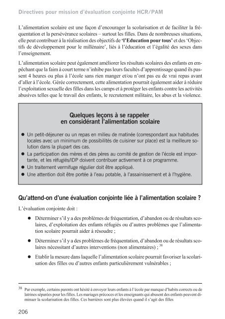 Directives pour mission d'Ã©valuation conjointe HCR/PAM