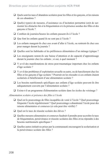 Directives pour mission d'Ã©valuation conjointe HCR/PAM