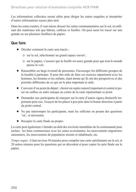 Directives pour mission d'Ã©valuation conjointe HCR/PAM