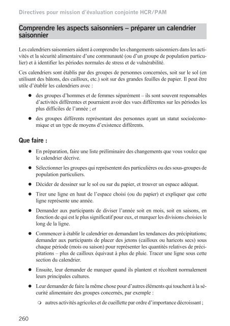 Directives pour mission d'Ã©valuation conjointe HCR/PAM