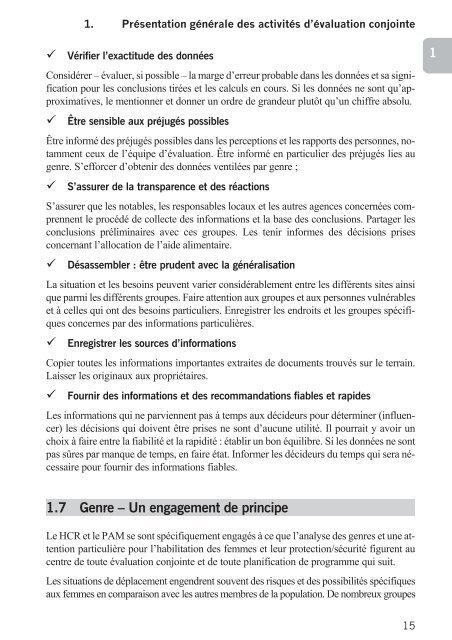 Directives pour mission d'Ã©valuation conjointe HCR/PAM