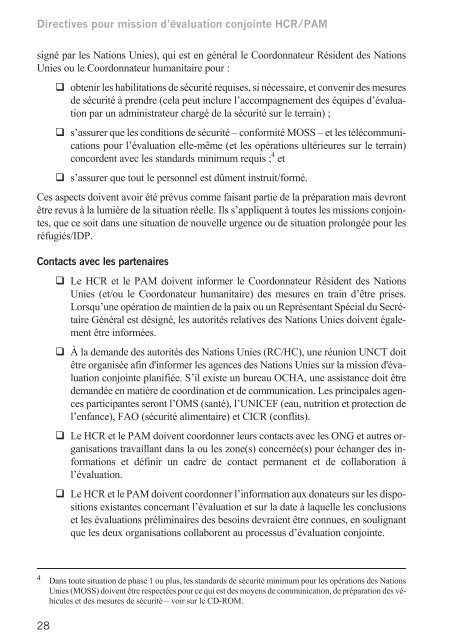 Directives pour mission d'Ã©valuation conjointe HCR/PAM