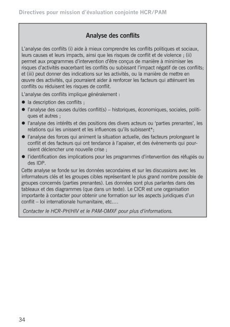 Directives pour mission d'Ã©valuation conjointe HCR/PAM