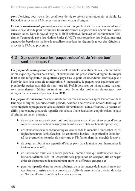 Directives pour mission d'Ã©valuation conjointe HCR/PAM