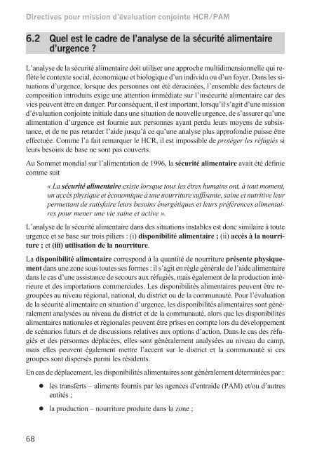 Directives pour mission d'Ã©valuation conjointe HCR/PAM