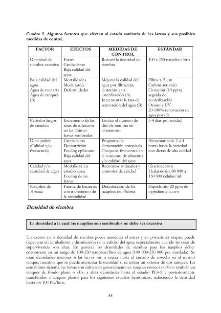 Manejo sanitario y mantenimiento de la bioseguridad de ... - FAO.org