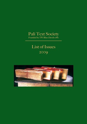 Catalogue (PDF) - Pali Text Society