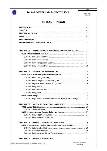 Dasar Keselamatan ICT ILKAP - Institut Latihan Kehakiman Dan ...