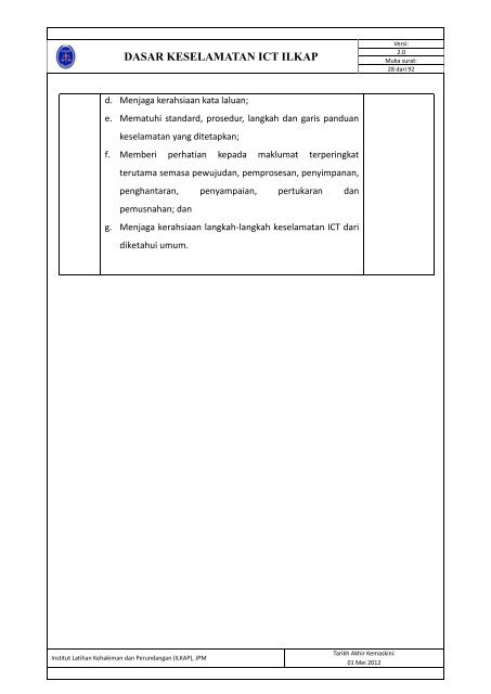 Dasar Keselamatan ICT ILKAP - Institut Latihan Kehakiman Dan ...