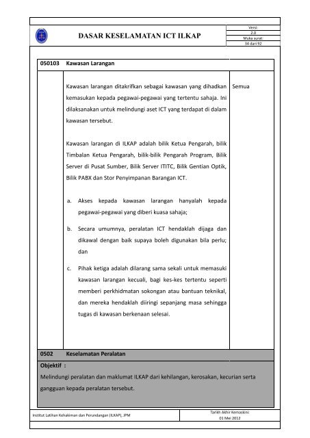 Dasar Keselamatan ICT ILKAP - Institut Latihan Kehakiman Dan ...