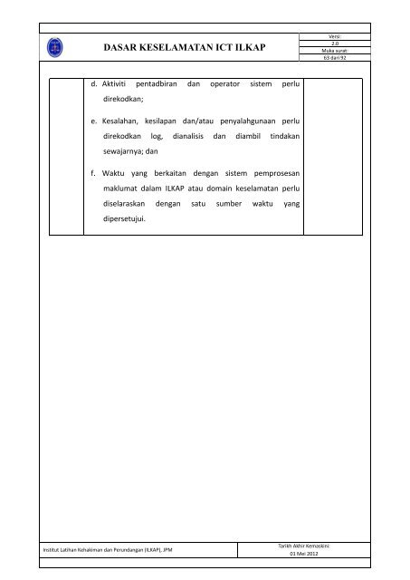 Dasar Keselamatan ICT ILKAP - Institut Latihan Kehakiman Dan ...