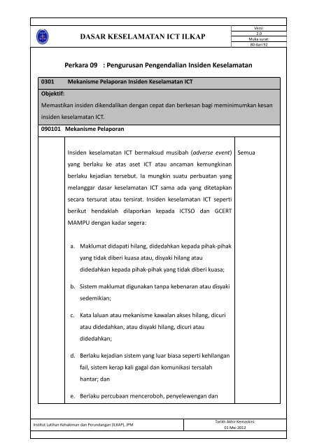 Dasar Keselamatan ICT ILKAP - Institut Latihan Kehakiman Dan ...