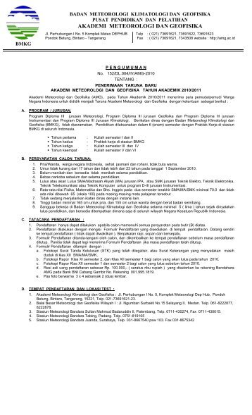 AKADEMI METEOROLOGI DAN GEOFISIKA - BMG - BMKG