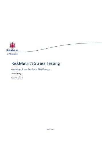 RiskMetrics Stress Testing - MSCI