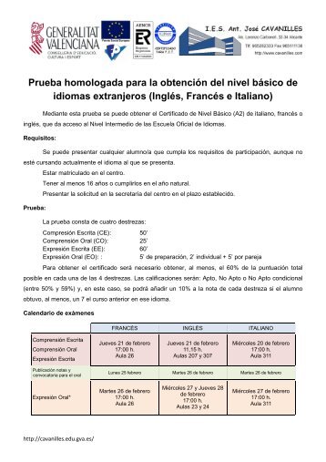 InformaciÃ³n y fechas de examen