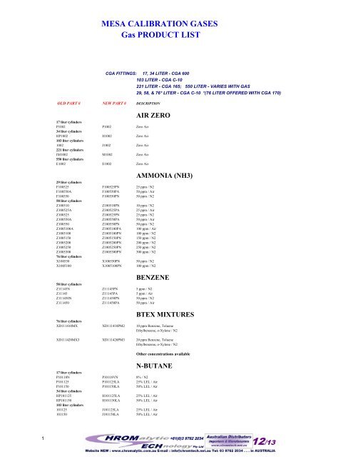 10-01-08 MESA Price List