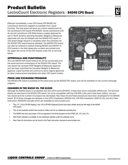 Product Bulletin - Liquid Controls