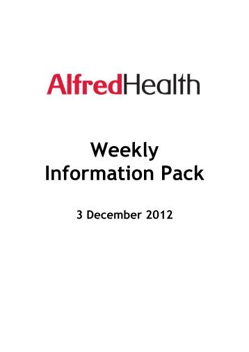 Weekly Information Pack - Alfred Hospital