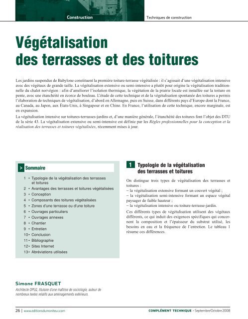 VÃ©gÃ©talisation des terrasses et des toitures