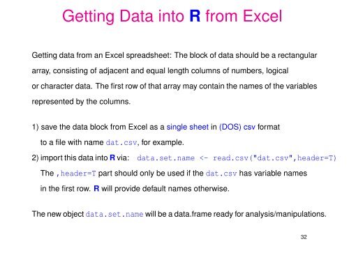 Introductory Slides for R - Statistics