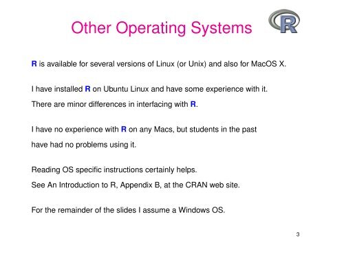 Introductory Slides for R - Statistics