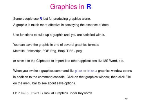 Introductory Slides for R - Statistics