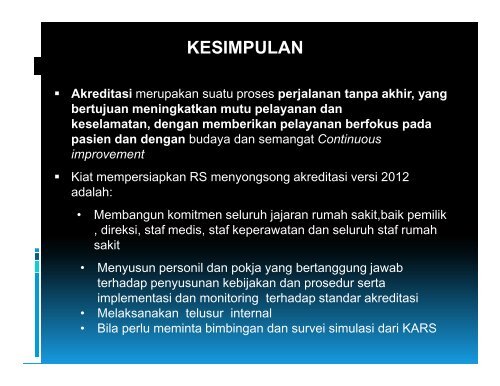 kiat mempersiapkan rumah sakit menyongsong akreditasi ...