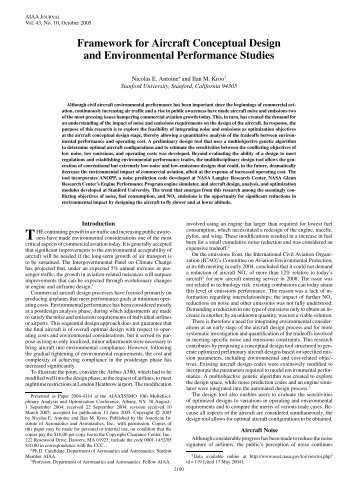 Framework for Aircraft Conceptual Design and Environmental ...