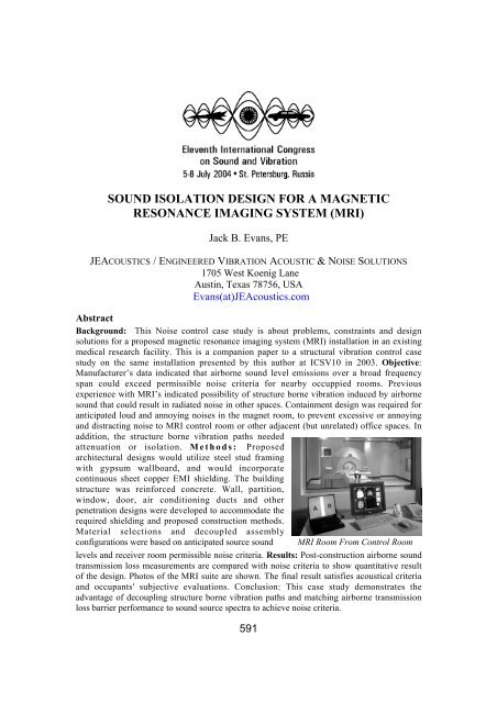 sound isolation design for a magnetic resonance ... - JEAcoustics