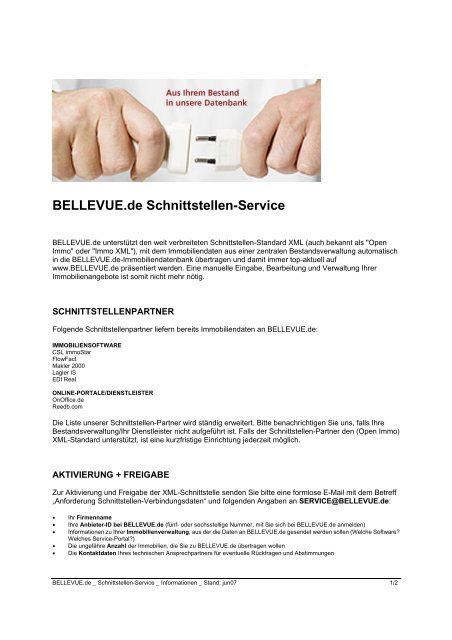 Bellevue.de Schnittstellen-Service