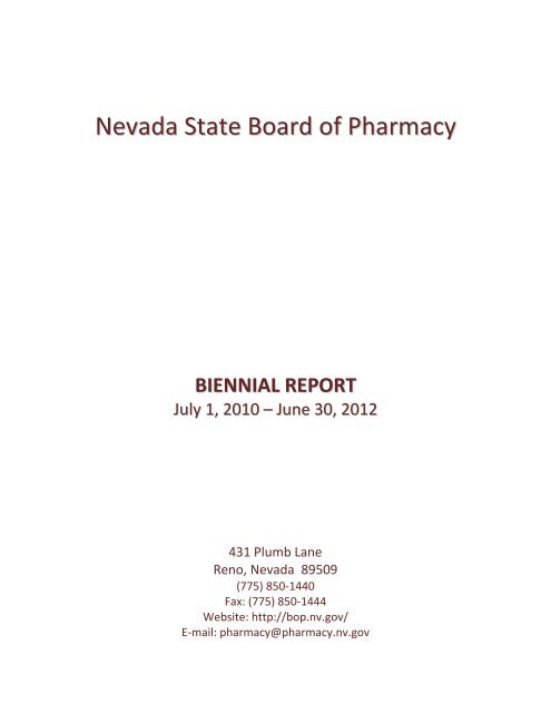 Biennial Report - July 1, 2010 - June 30, 2012 - Nevada State Board ...