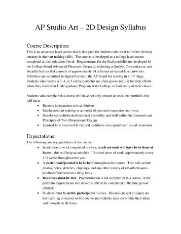 AP Studio Art – 2D Design Syllabus - Steinbrenner High School