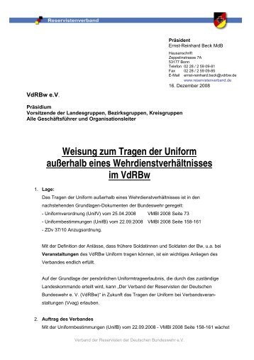 Dauer-Uniform-Trage-Erlaubnis (nur Reservisten - siehe Seite 3)