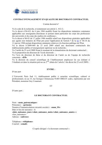 Contrat doctoral - Ecole Doctorale MIPEGE - Université Paris-Sud 11