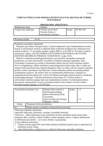 Pirmoji programa (pdf) - TeorinÄs fizikos ir astronomijos institutas