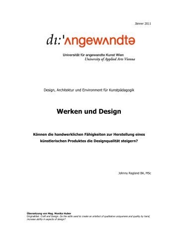 Werken und Design - Universität für angewandte Kunst Wien