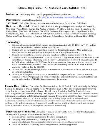 AP Statistics Course Syllabus - dupont Manual High School