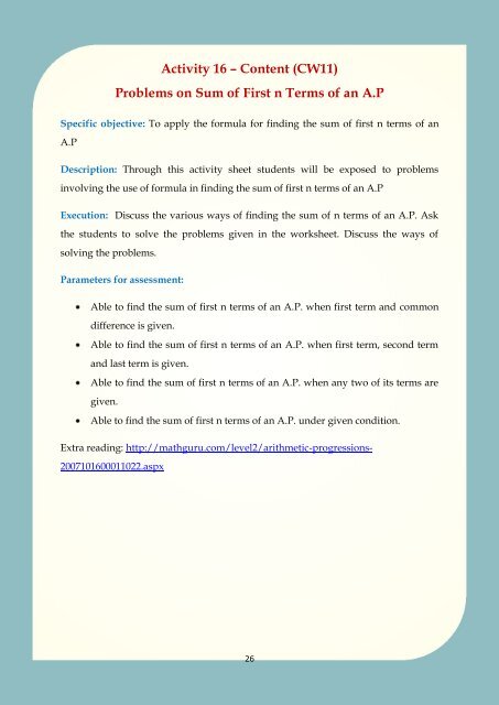 CBSEi Class 10 Sequences (AP and GP) CORE