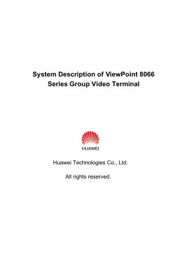 System description of ViewPoint 8066 Series Group Video Teâ¦