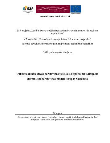 Darbinieku kolektÄ«vÄs pÄrstÄvÄ«bas tiesiskais regulÄjums LatvijÄ un ...